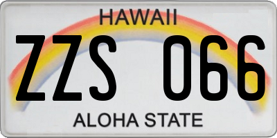 HI license plate ZZS066