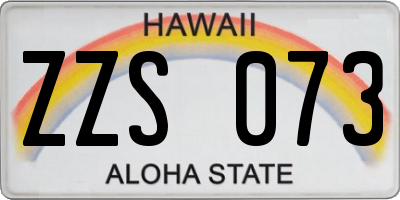 HI license plate ZZS073