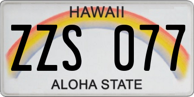 HI license plate ZZS077