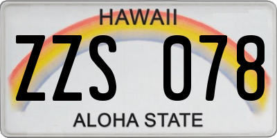 HI license plate ZZS078
