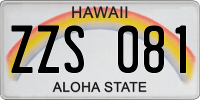 HI license plate ZZS081