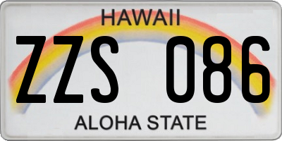 HI license plate ZZS086