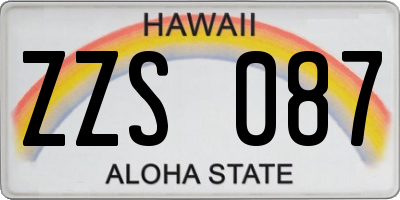 HI license plate ZZS087