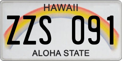 HI license plate ZZS091