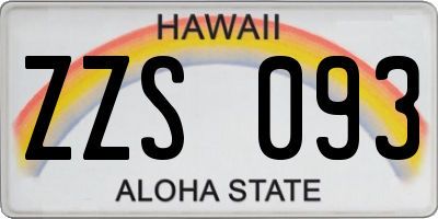 HI license plate ZZS093