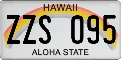 HI license plate ZZS095