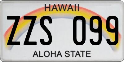 HI license plate ZZS099