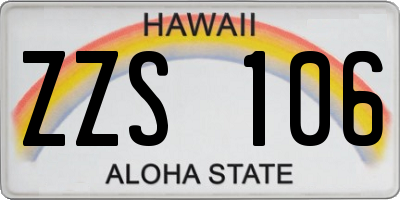 HI license plate ZZS106