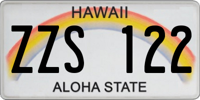 HI license plate ZZS122