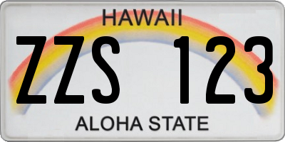 HI license plate ZZS123