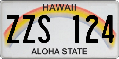 HI license plate ZZS124