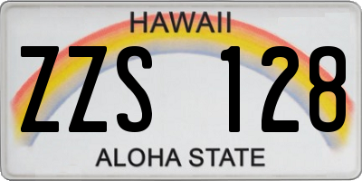 HI license plate ZZS128