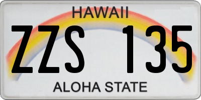 HI license plate ZZS135