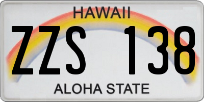 HI license plate ZZS138