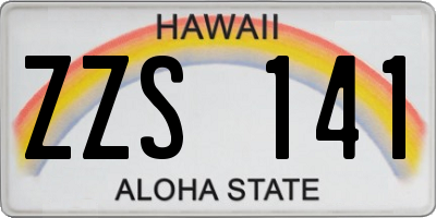 HI license plate ZZS141