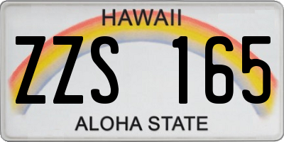 HI license plate ZZS165