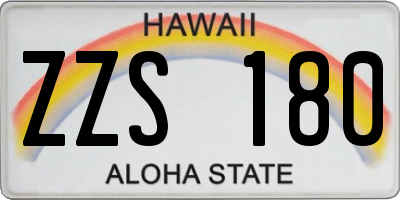 HI license plate ZZS180