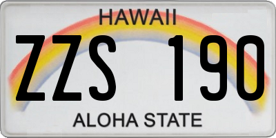HI license plate ZZS190