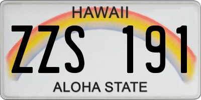 HI license plate ZZS191
