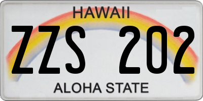 HI license plate ZZS202