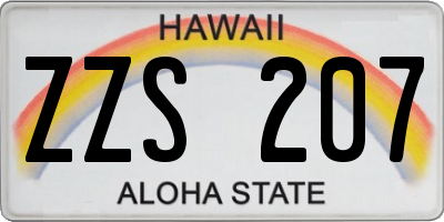 HI license plate ZZS207