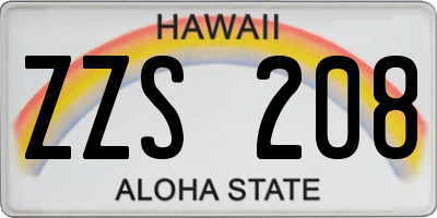 HI license plate ZZS208