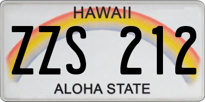 HI license plate ZZS212