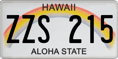 HI license plate ZZS215