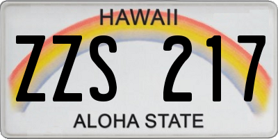 HI license plate ZZS217