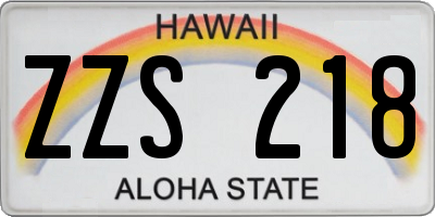HI license plate ZZS218