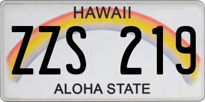 HI license plate ZZS219
