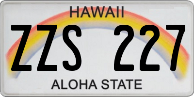HI license plate ZZS227