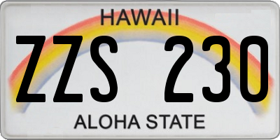 HI license plate ZZS230
