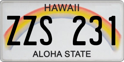 HI license plate ZZS231
