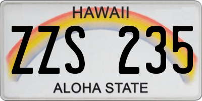 HI license plate ZZS235