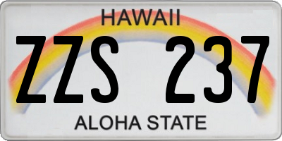 HI license plate ZZS237