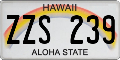 HI license plate ZZS239
