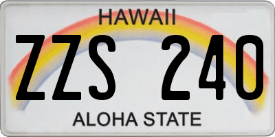 HI license plate ZZS240