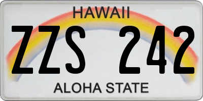 HI license plate ZZS242