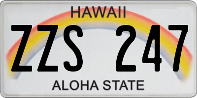 HI license plate ZZS247