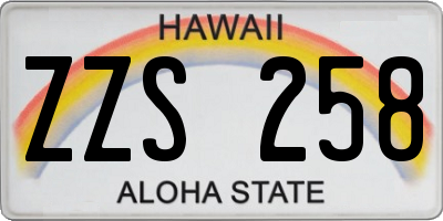 HI license plate ZZS258