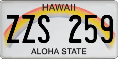 HI license plate ZZS259