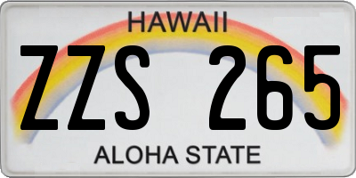 HI license plate ZZS265