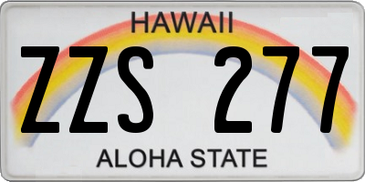 HI license plate ZZS277