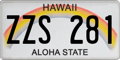 HI license plate ZZS281