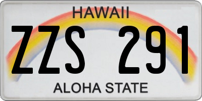 HI license plate ZZS291