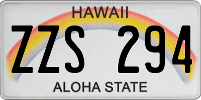 HI license plate ZZS294