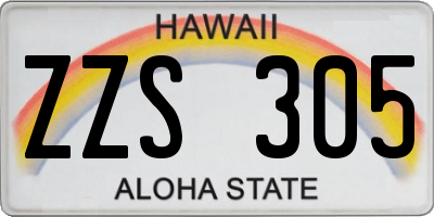 HI license plate ZZS305
