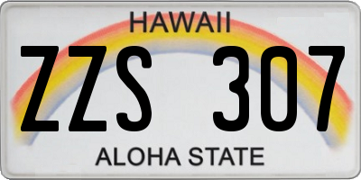 HI license plate ZZS307