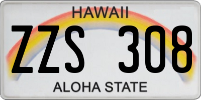 HI license plate ZZS308